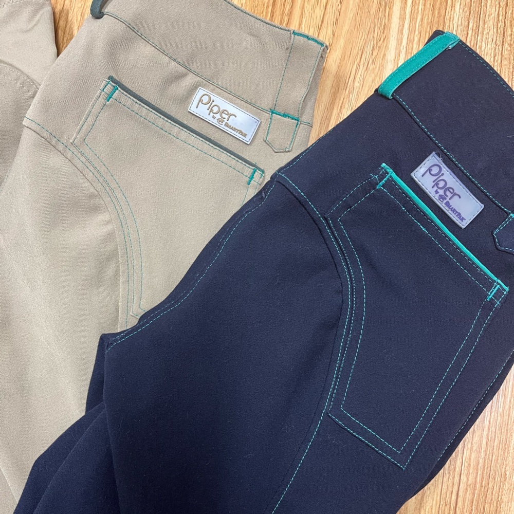 Lot of 2 Piper breeches by SmartPak 26R NWOT Black & Tan Riding Equestrian